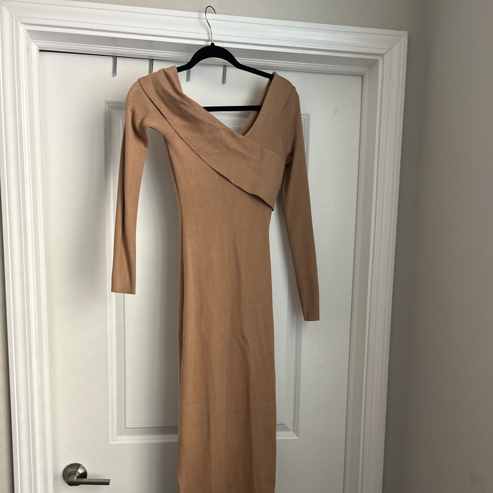 Brown Off the Shoulder JLUX label Dress